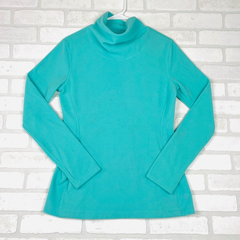 Mountain Hardwear Womens S Turquoise Blue Fleece Cowl Neck Pullover Thumbholes